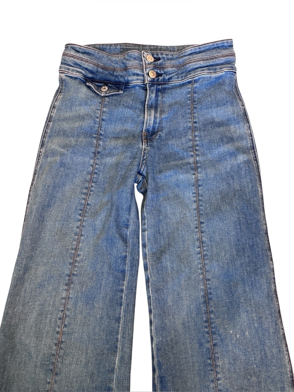 Veronica Beard Ember High Rise Wide Leg Jeans Blue